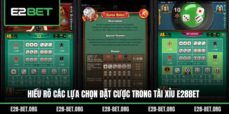Hiểu rõ các lựa chọn đặt cược trong Tài Xỉu E28bet